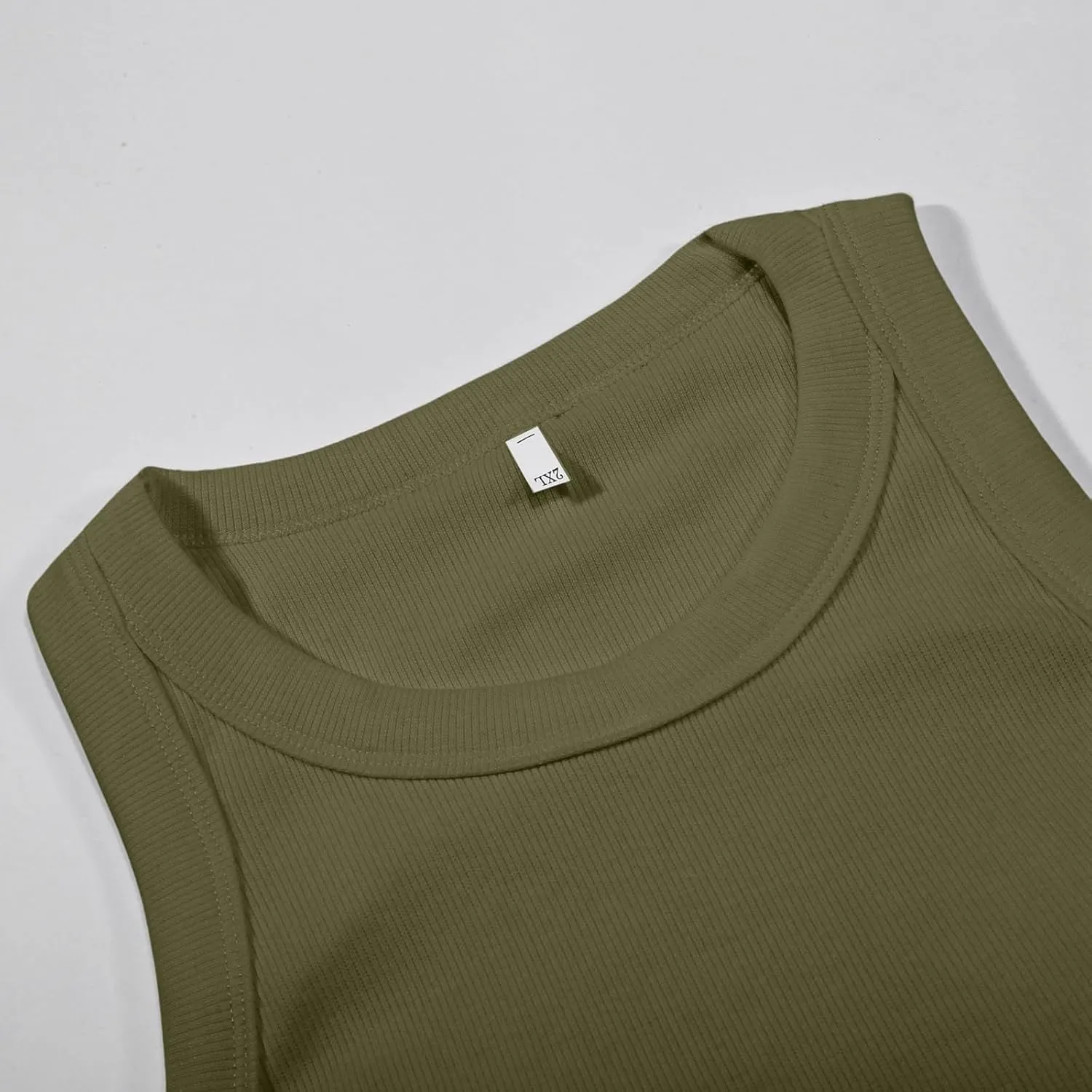 Ribbed Tank Tops for Women with Built in Bra Casual Crew Neck Sleeveless Shirts Basic Workout Camisole Tees