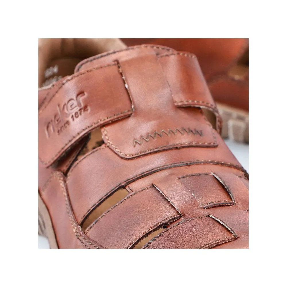 Rieker 03578-24 Mens Cognac Leather Touch Fastening Sandals