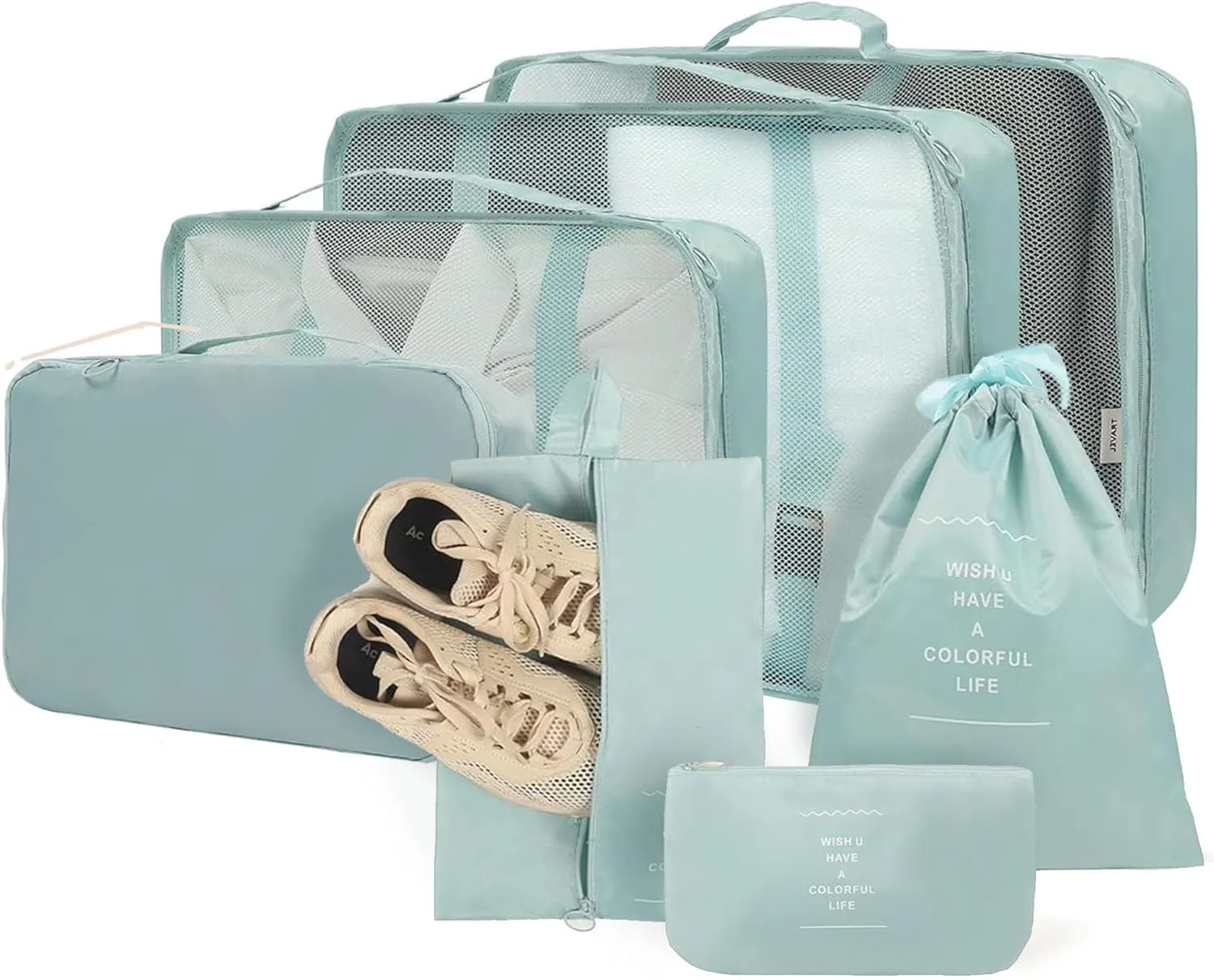 RORMI - 7 Set Packing Cubes Luggage Organizer with Zipper for Packing Suitcase Travel Packing Organizers for Clothes and Shoes with Laundry bags (Blue)