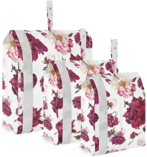 Rustic Peonies White 3 Set Travel Packing Cubes For Suitcases Waterproof Closet Organizer Bag Clear Storage Bags Home Organization