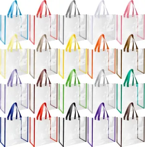 Saintrygo 20 Pack Clear Tote Bags Bulk 12 x 12 x 6 PVC Plastic Tote Bag with Handles for Stadium Work Beach Sports(Classic Color)