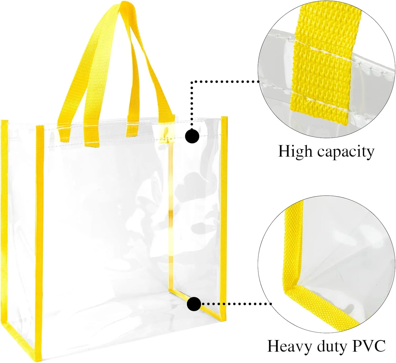 Saintrygo 20 Pack Clear Tote Bags Bulk 12 x 12 x 6 PVC Plastic Tote Bag with Handles for Stadium Work Beach Sports(Classic Color)
