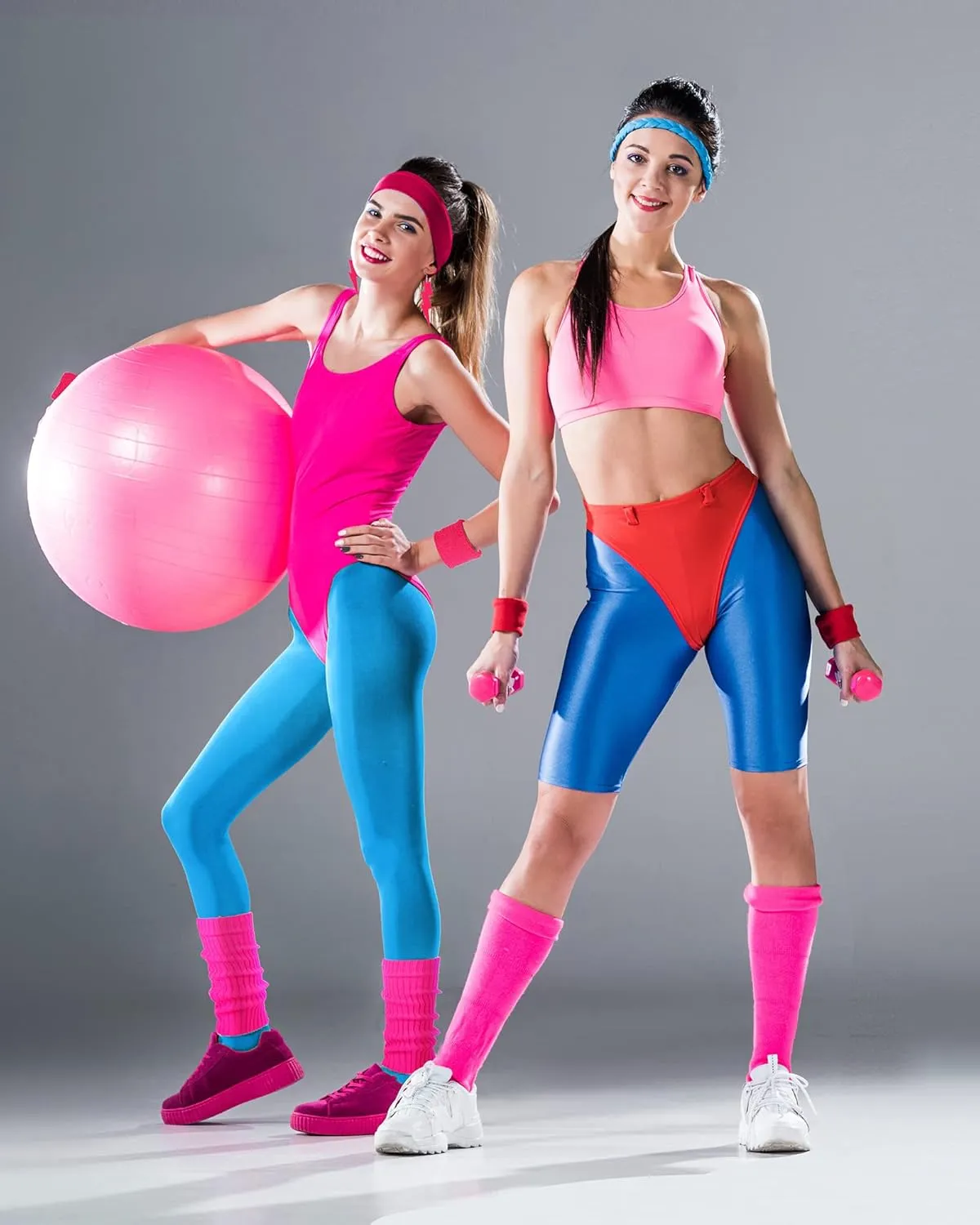 SATINIOR Women 80s 90s Workout Costume Outfit Accessories Set Leg Warmers Headband Wristbands Earrings Swimwear Suit