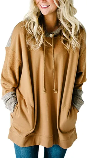 SEBOWEL Womens Tops Tunics Casual Shirts Long Sleeve Hoodie Pullover Blouses Loose Tees Clothing Sweatshirts