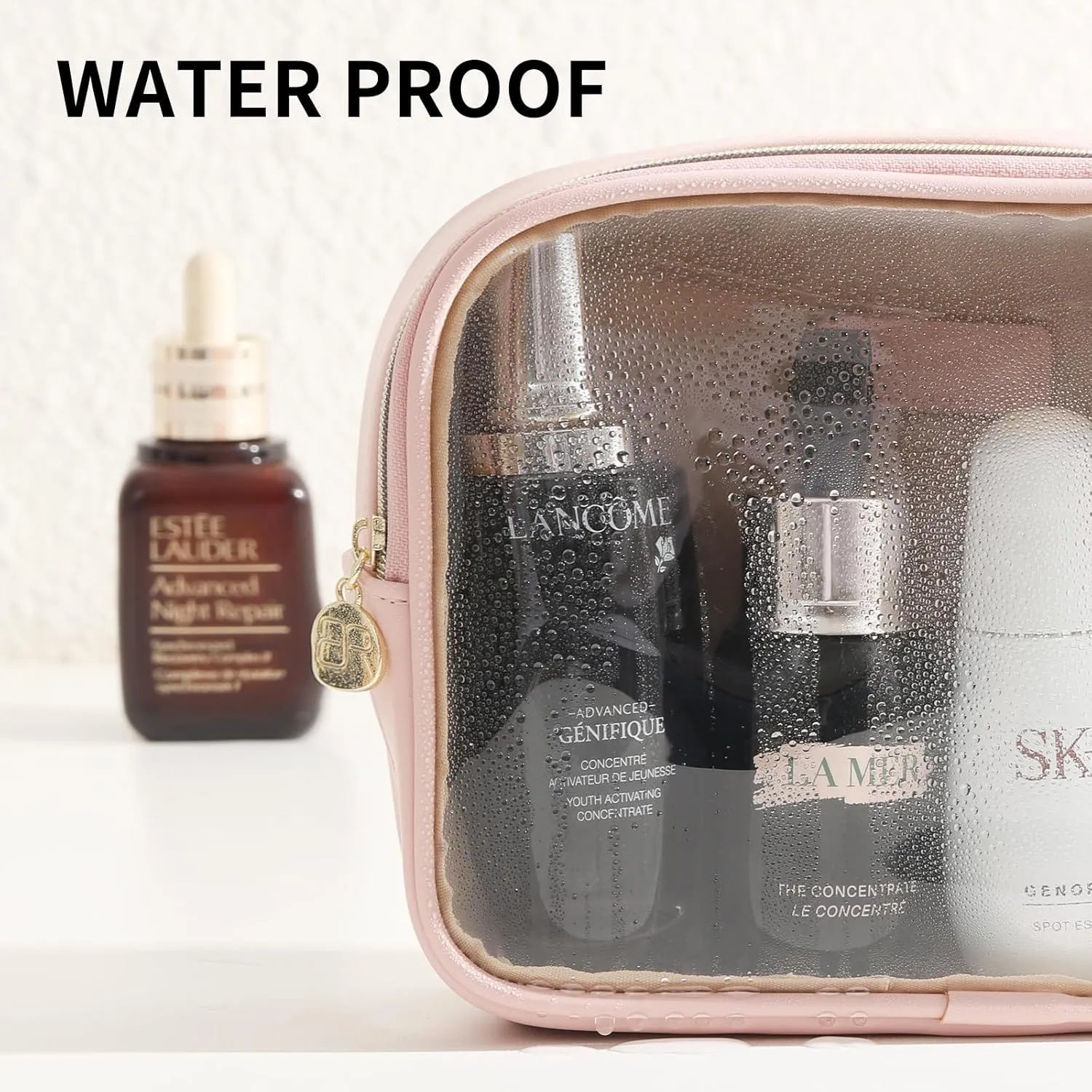 Small Makeup Bag for Purse,Clear Cosmetic Bag for Travel, Organizer Bag for Accessories Pink