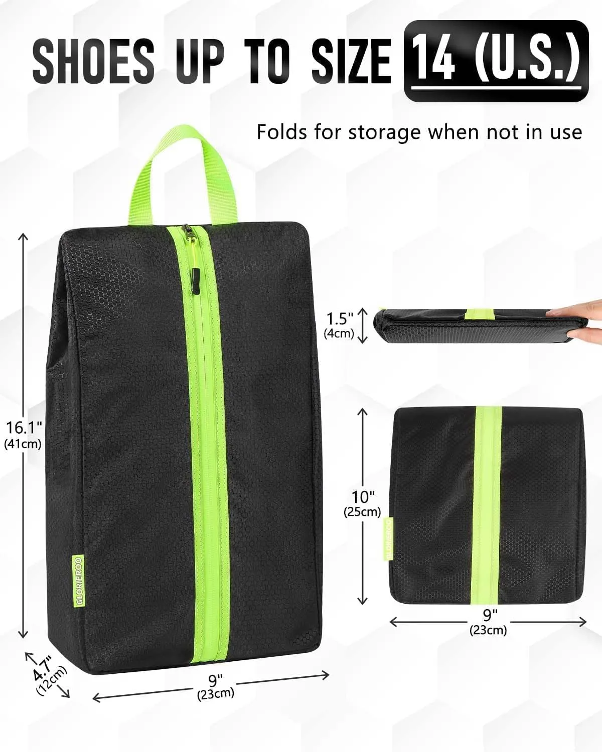 Soccer Cleat Bag - Odor-Absorbing Lightweight Track Shoe Organizer for Travel, Gym & Sports | Smell-Proof Storage with Active Carbon Fabric (Ideal for Spikes, Golf, TennisBowling)