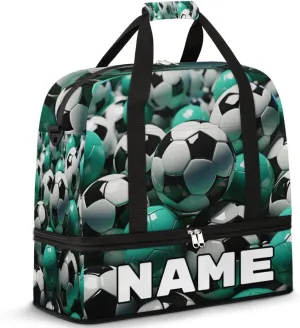 Soccer Custom Foldable Duffle Bag with Shoes Compartment Ball Sport Personalized Large Capacity Waterproof Travel Weekender Bag Overnight Bag for Sports Gym
