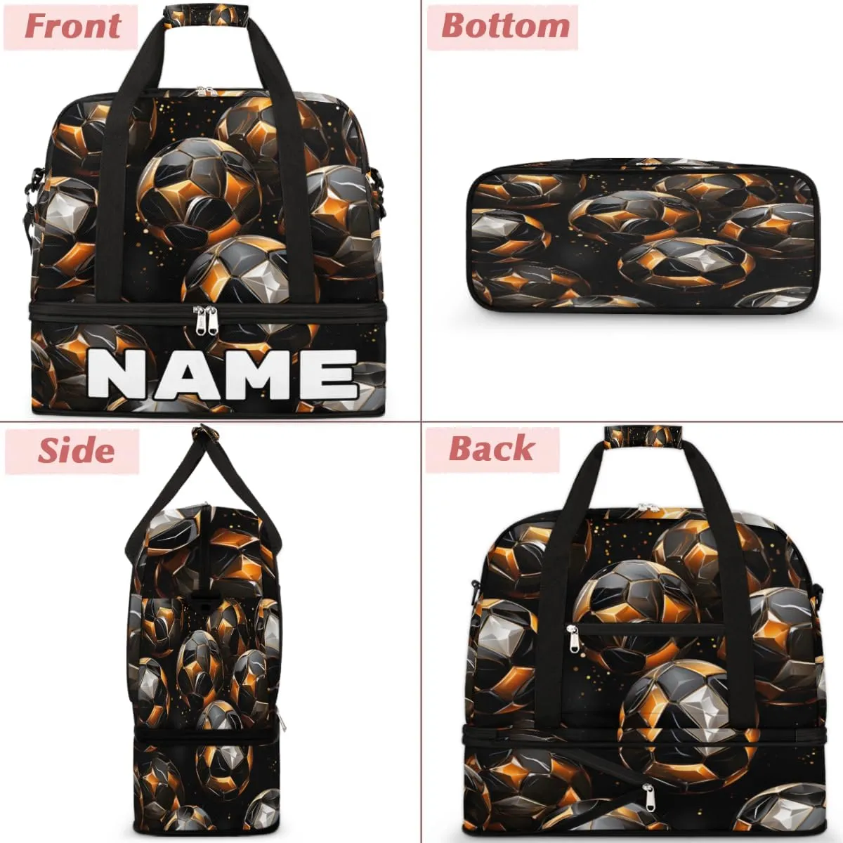 Sport Ball Soccers Custom Foldable Duffle Bag with Shoes Compartment Personalized Large Capacity Waterproof Travel Weekender Bag Overnight Bag for Sports Gym