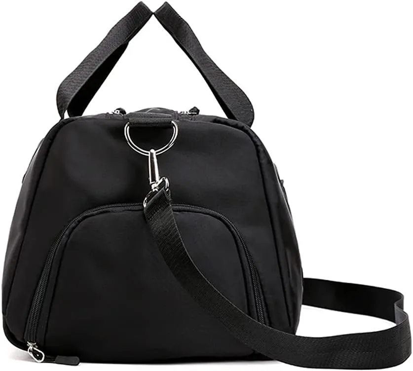 Sports Bag for Women Man Gym Crossbody Wet Dry Bag Shoes Weekend Overnight Hangbag Tote Lightweight Travel Duffel Bag, Black, One Size