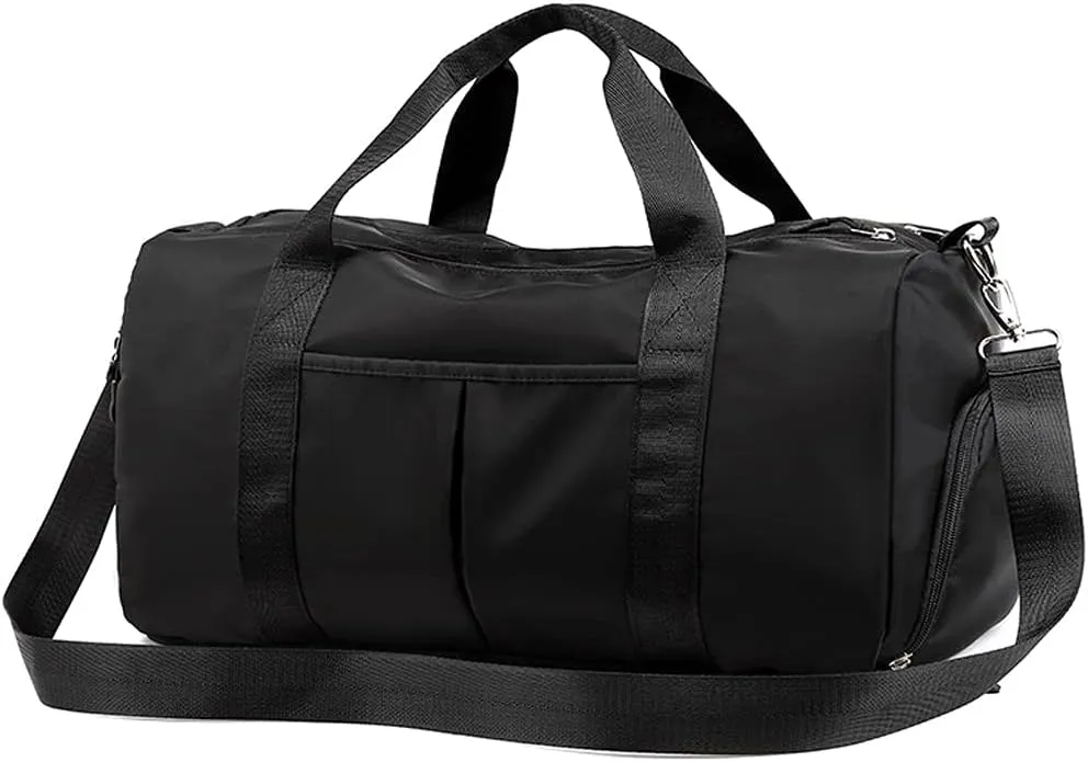 Sports Bag for Women Man Gym Crossbody Wet Dry Bag Shoes Weekend Overnight Hangbag Tote Lightweight Travel Duffel Bag, Black, One Size