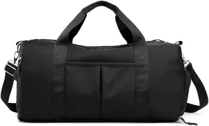 Sports Bag for Women Man Gym Crossbody Wet Dry Bag Shoes Weekend Overnight Hangbag Tote Lightweight Travel Duffel Bag, Black, One Size