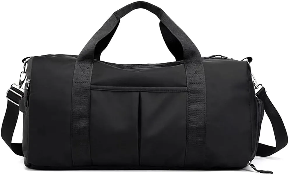 Sports Bag for Women Man Gym Crossbody Wet Dry Bag Shoes Weekend Overnight Hangbag Tote Lightweight Travel Duffel Bag, Black, One Size