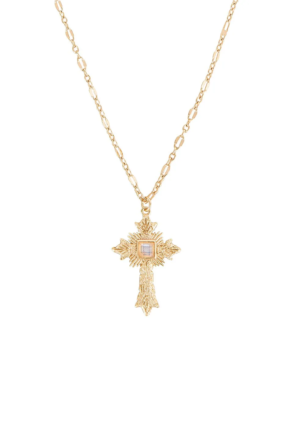 STELLA CROSS PENDANT NECKLACE WITH MOONSTONE - JOY DRAVECKY