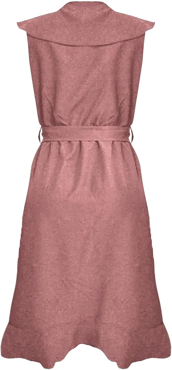Summer Dresses for Women 2024 Wrap V Neck Short Sleeve Belted Ruffle Hem A-Line Flowy Maxi Dresses Vacation Outfits