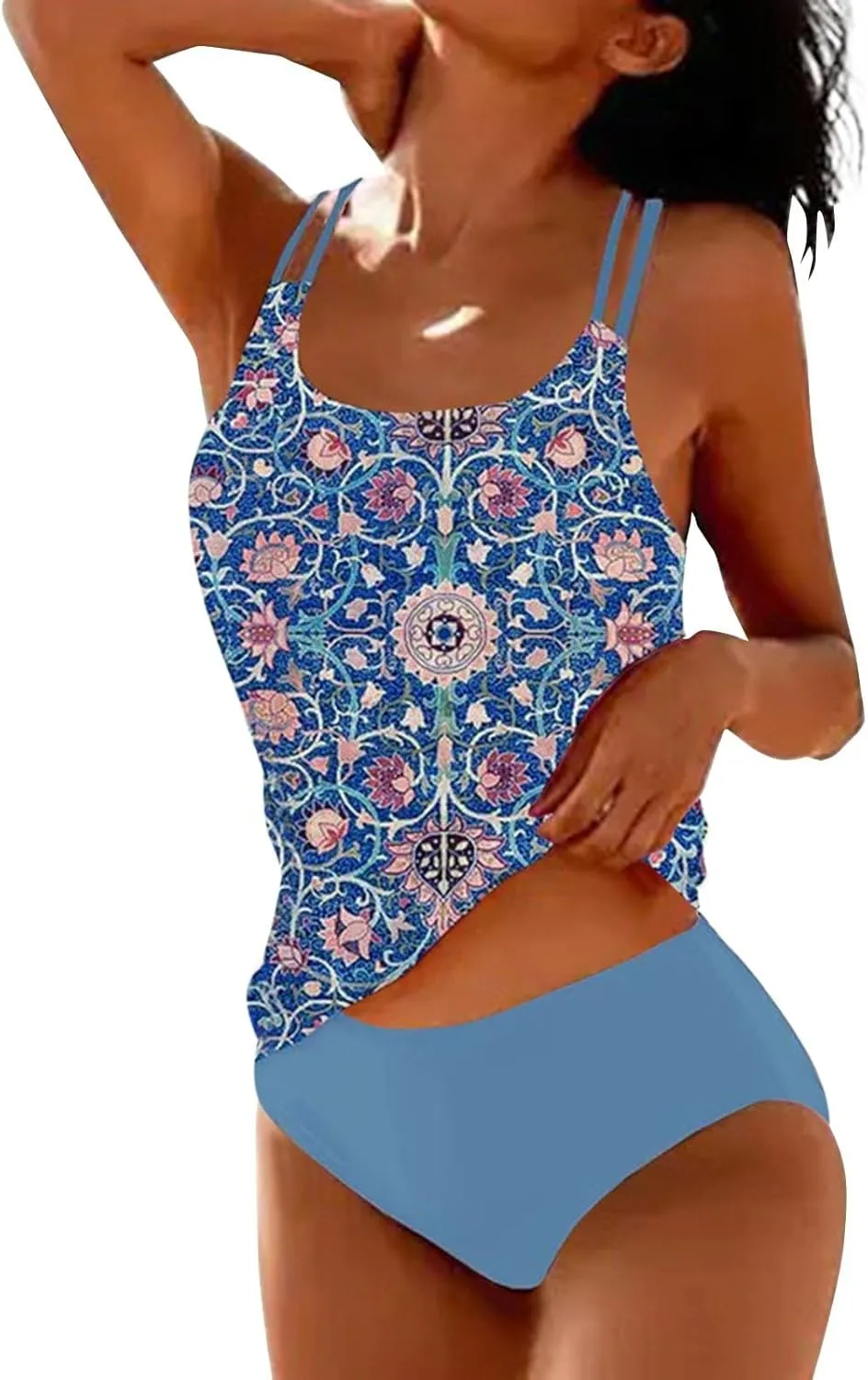 Tankini Swimsuits for Women Tummy Control Flowy Swimwear Two Piece Plus Size Bathing Suits 2025 Swim Tank Top with Boyshorts
