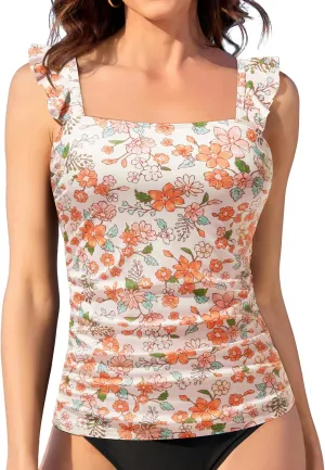 Tankini Tops for Women Swimwear - Tummy Control Bathing Suit Swim Ruffle Swimsuits Top No Bottom 2025