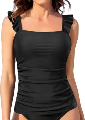 Tankini Tops for Women Swimwear - Tummy Control Bathing Suit Swim Ruffle Swimsuits Top No Bottom 2025
