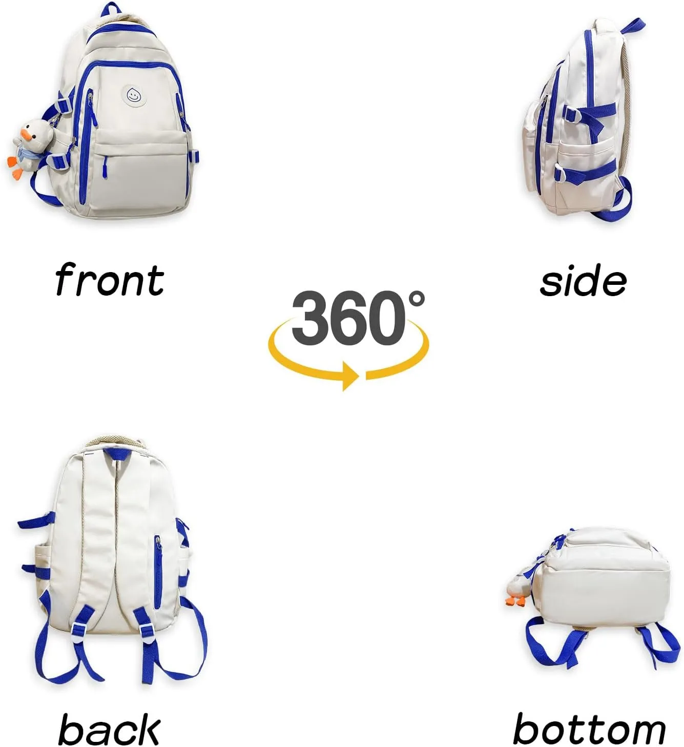 Teclado Kawaii Backpack with Cute Accessories Lightweight Bookbags Laptop Bag Waterproof Casual Travel Daypacks (Blue)
