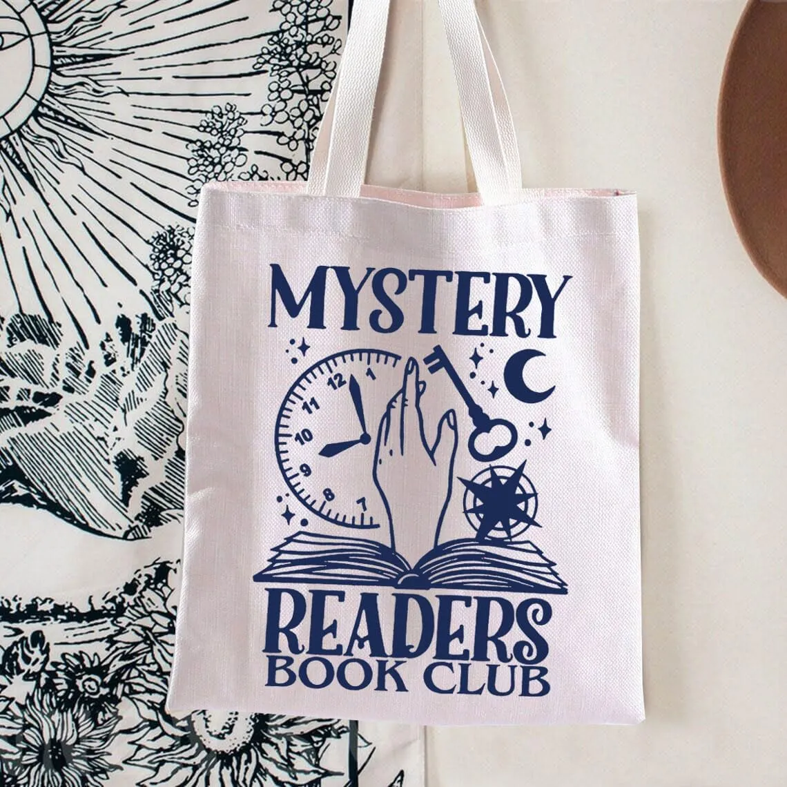 TOBGBE Funny Novel Lover For Fantasy Readers Book Club Inspired Shopping Bag Librarian Bookish Housekeeping Gifts (Mystery Tote)