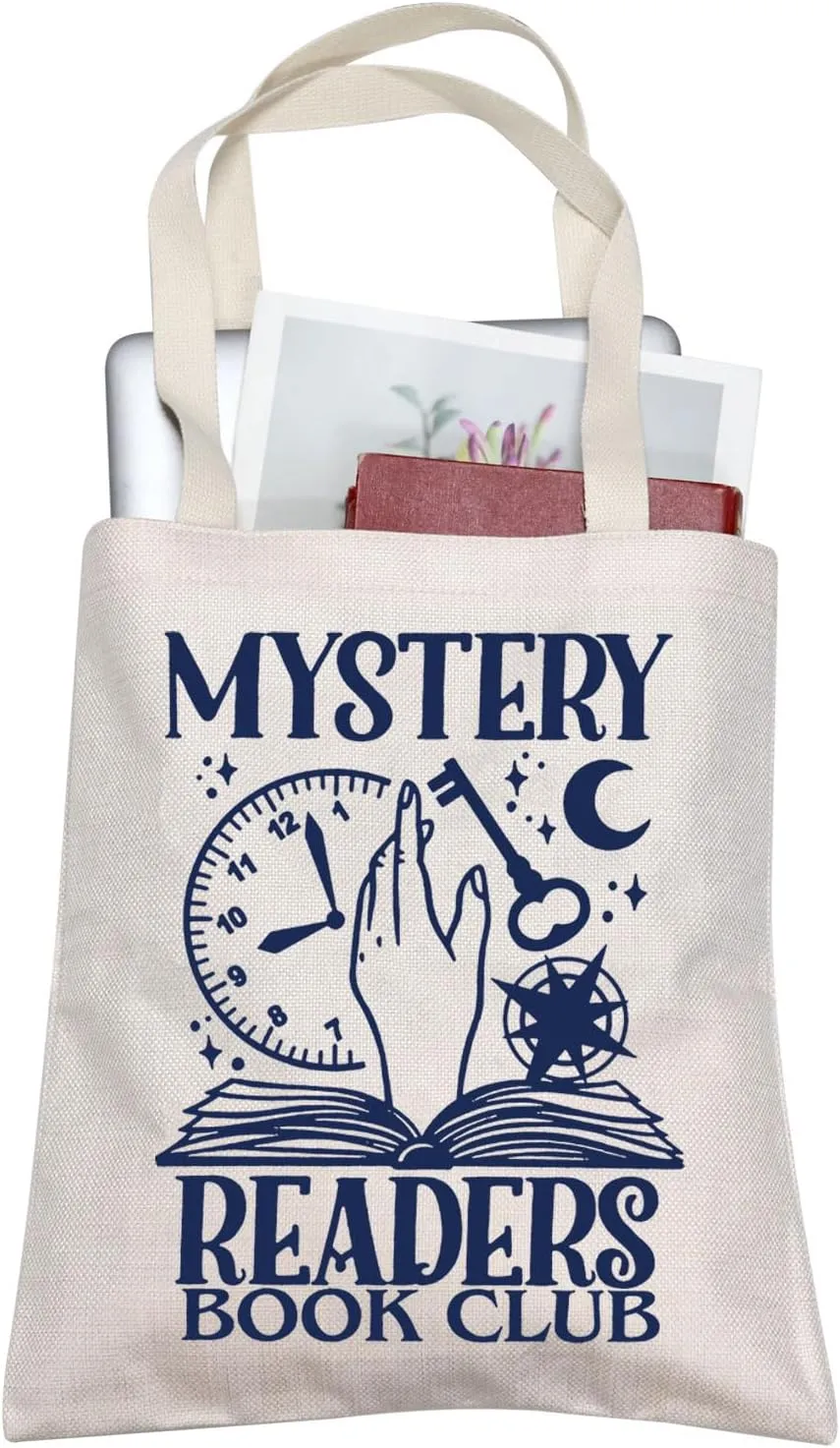 TOBGBE Funny Novel Lover For Fantasy Readers Book Club Inspired Shopping Bag Librarian Bookish Housekeeping Gifts (Mystery Tote)