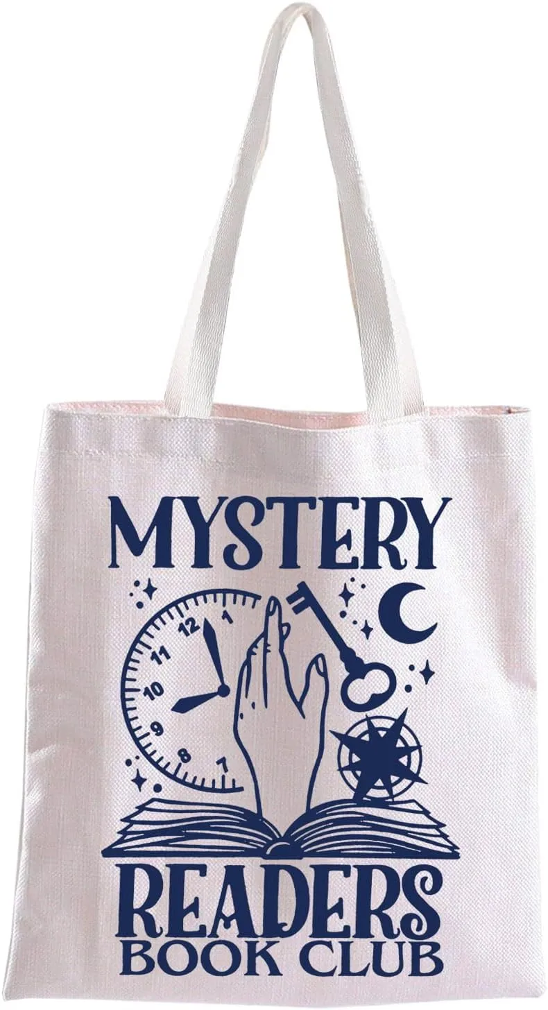 TOBGBE Funny Novel Lover For Fantasy Readers Book Club Inspired Shopping Bag Librarian Bookish Housekeeping Gifts (Mystery Tote)