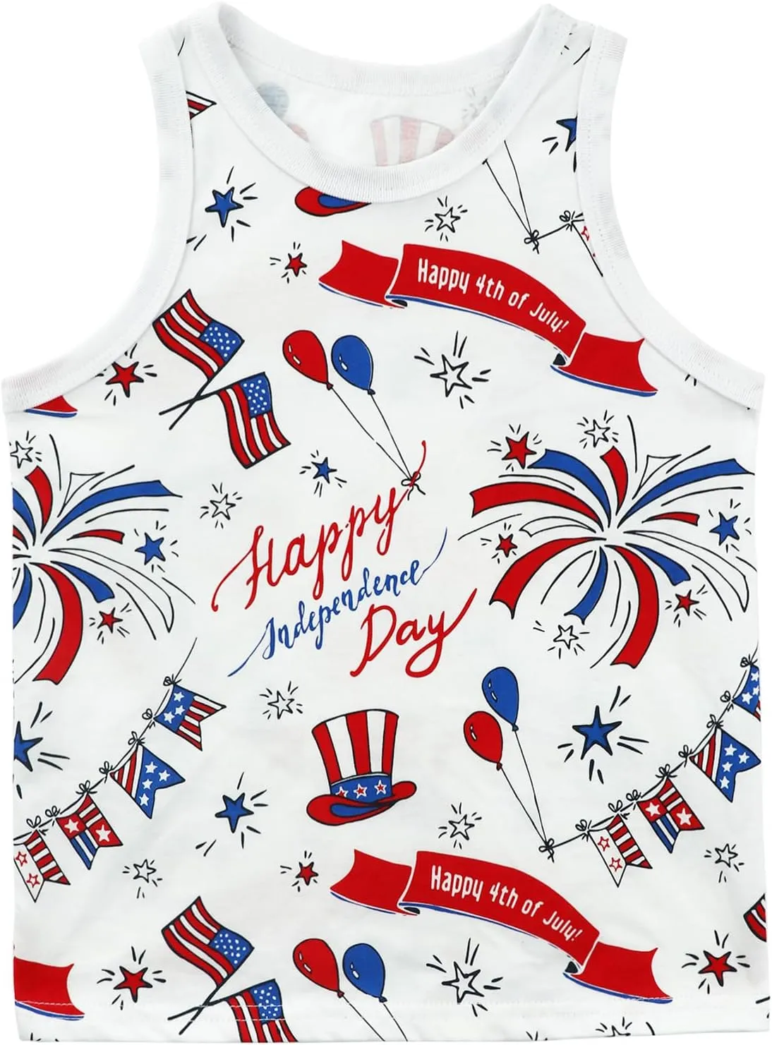 Toddler Boy Girl 4th of July Tank Cotton Kids American Flag Shirts Patriotic Outfit Independence Day Tees Top