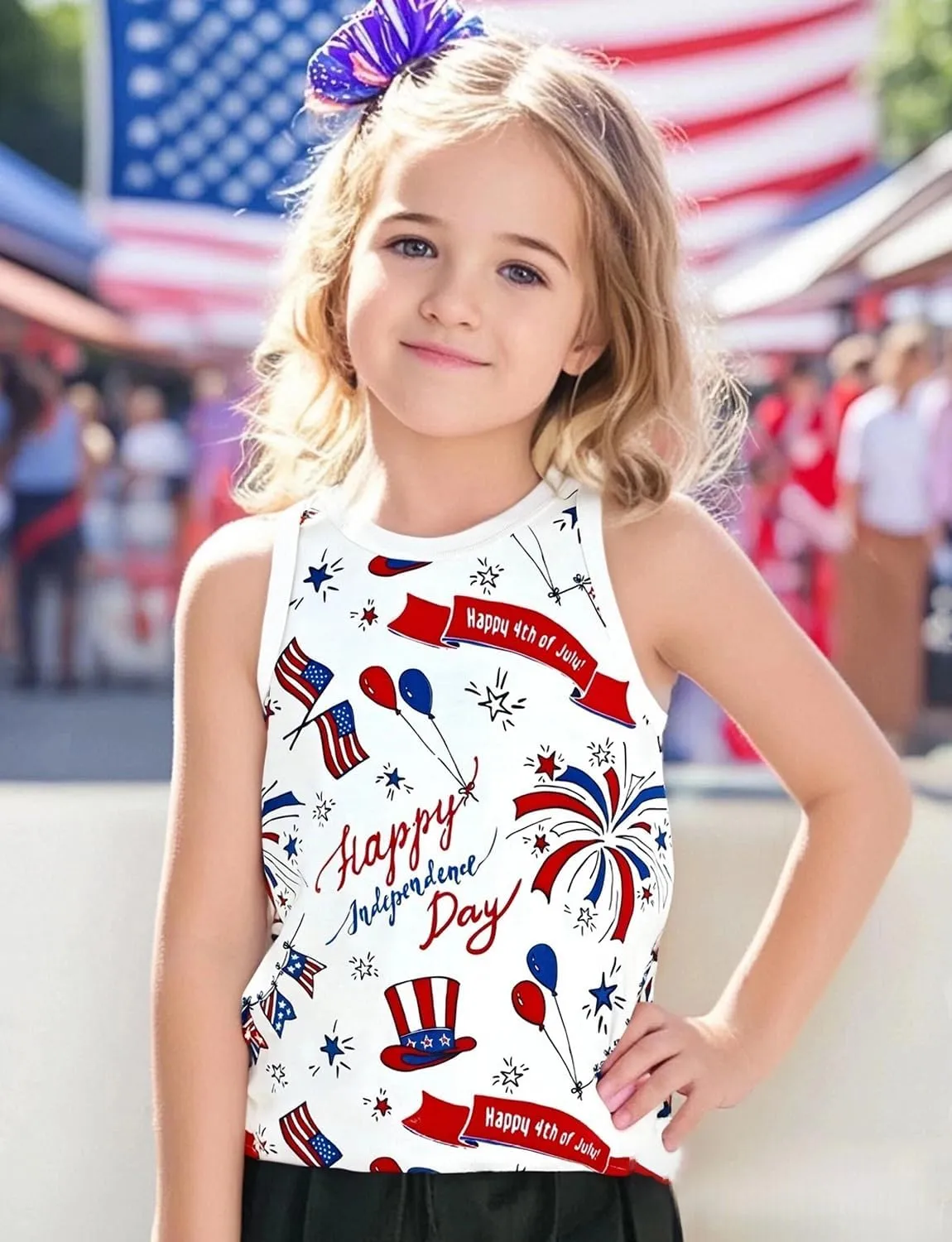 Toddler Boy Girl 4th of July Tank Cotton Kids American Flag Shirts Patriotic Outfit Independence Day Tees Top
