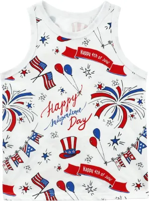 Toddler Boy Girl 4th of July Tank Cotton Kids American Flag Shirts Patriotic Outfit Independence Day Tees Top