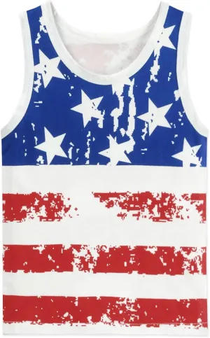 Toddler Boys' Tank Tops American Flag T-Shirt Kids 4th of July Shirts Cotton Patriotic Sleeveless Top Tees 1-7T