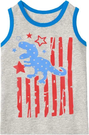 Toddler Boys' Tank Tops American Flag T-Shirt Kids 4th of July Shirts Cotton Patriotic Sleeveless Top Tees 1-7T