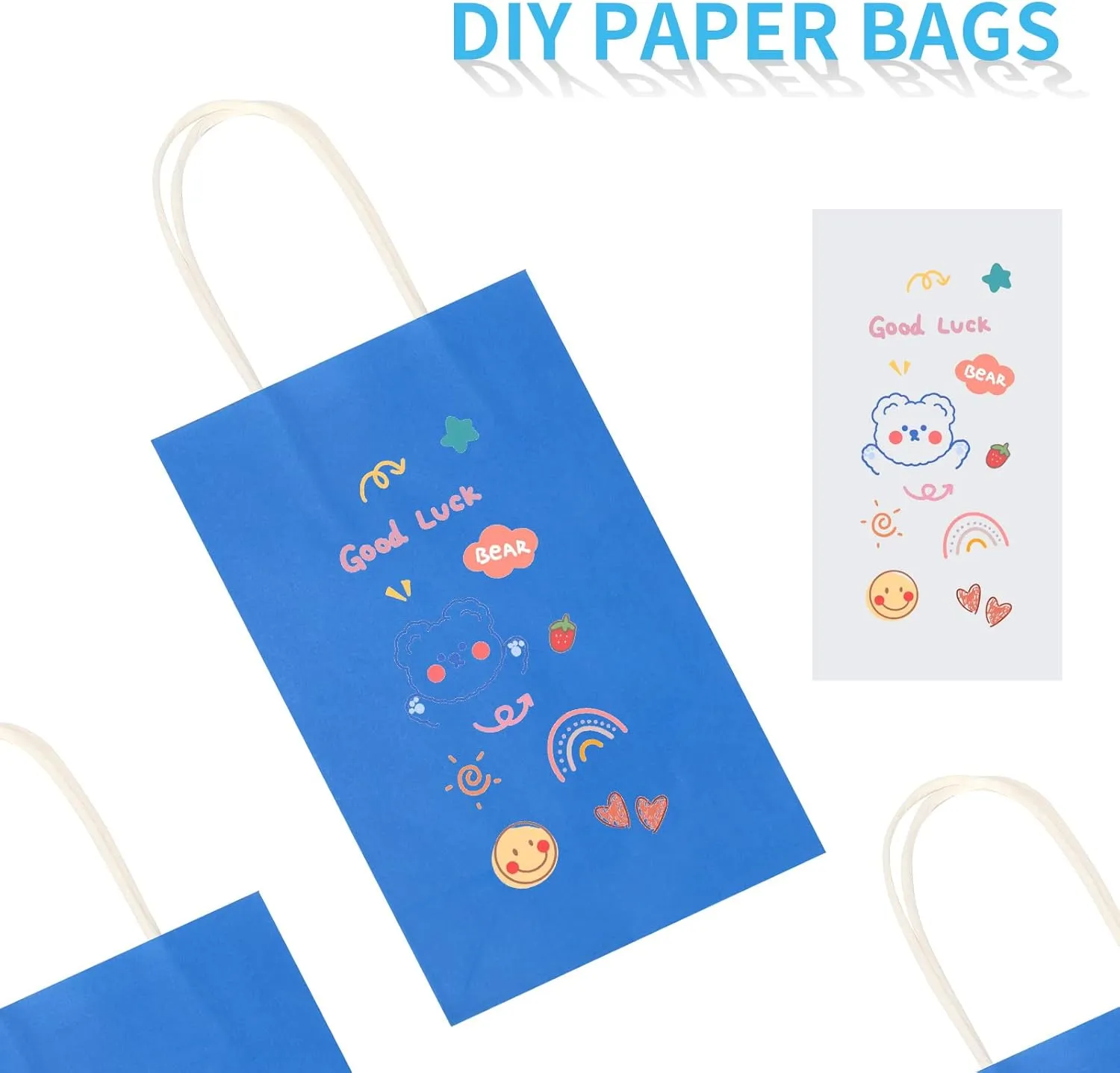 Toovip 50 Pack 5.25x3.25x8.25 Inch Small Navy Blue Kraft Paper Bags with Handles Bulk, Gift Wrap Bags for Favors Grocery Retail Party Birthday Shopping Business Goody Craft Merchandise Take Out Sacks