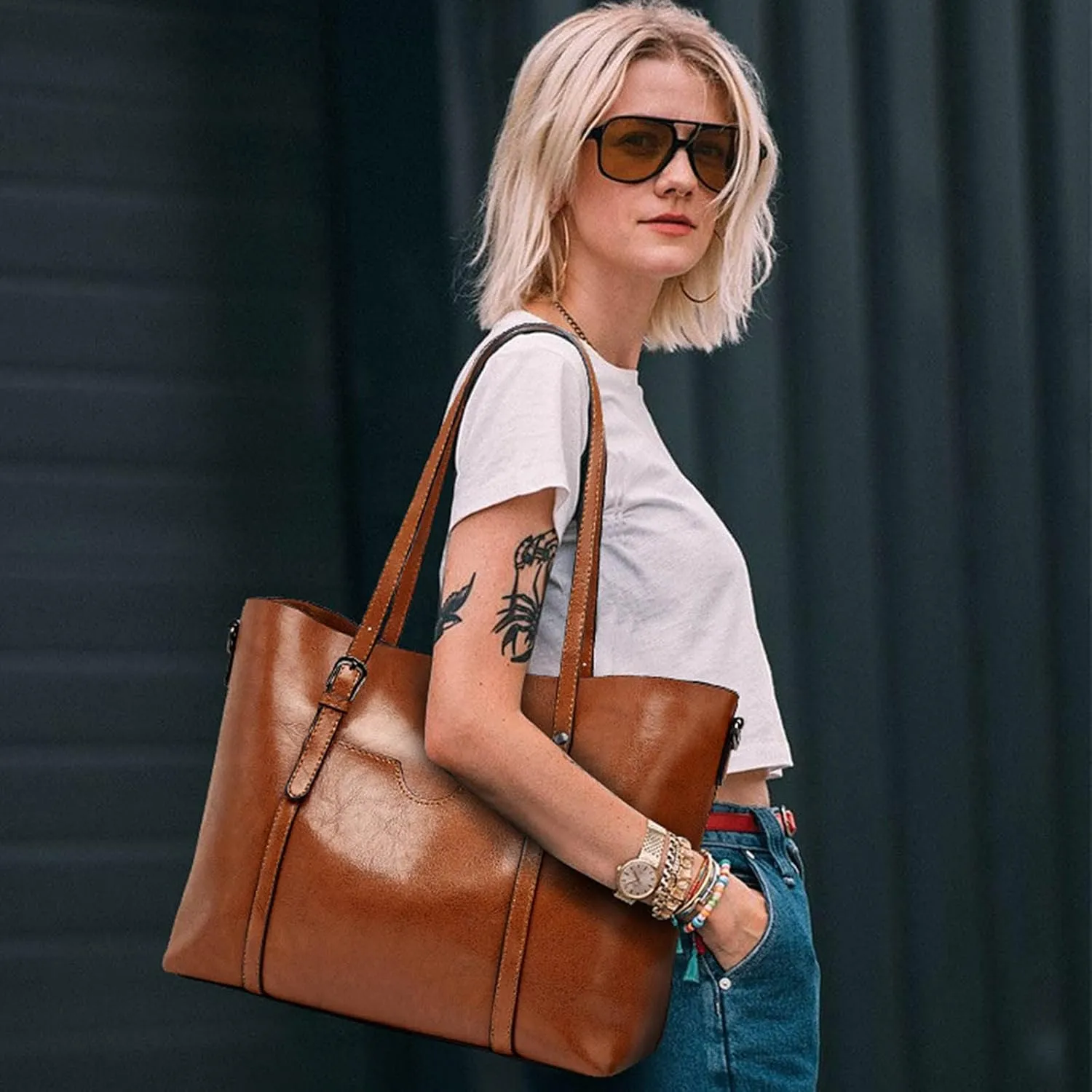 Tote Bag For Women Retro Hobo Handbags Woman Large Designer Ladies Bag Pocket Purse Leather For Daily Shopping Travel X