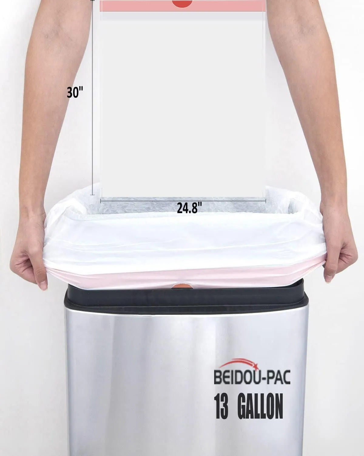 Trash Bags 13 Gallon Drawstring, 100 Count, Multifold Roll Garbage Bags, Tall Kitchen Trash Bag, Odorless & Extra strength White Plastic Food Scrap Bag for Home Office Bathroom Kitchen Bins