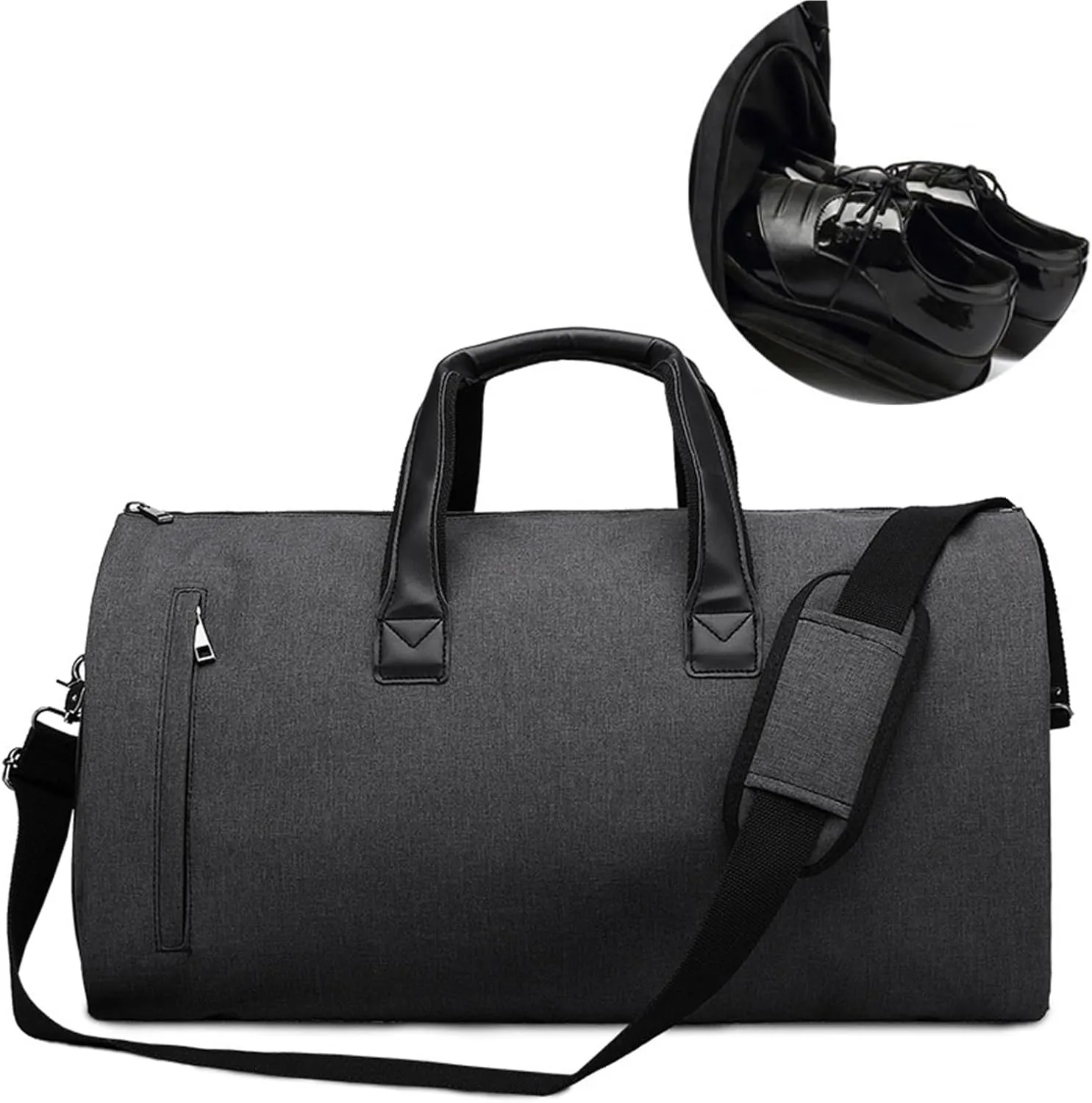 Travel Bag 2 In 1 Garment Travel Bag With Shoes Compartment Convertible Suit Travel Duffel Bag Carry On Bag For Yoga(Drak gray)