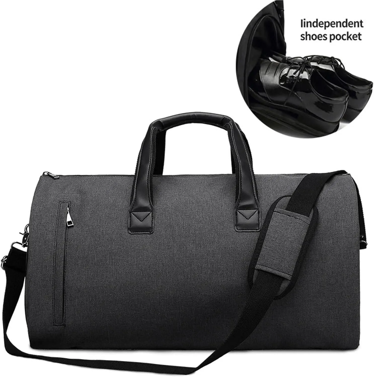 Travel Bag 2 In 1 Garment Travel Bag With Shoes Compartment Convertible Suit Travel Duffel Bag Carry On Bag For Yoga(Drak gray)