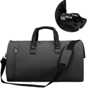 Travel Bag 2 In 1 Garment Travel Bag With Shoes Compartment Convertible Suit Travel Duffel Bag Carry On Bag For Yoga(Drak gray)