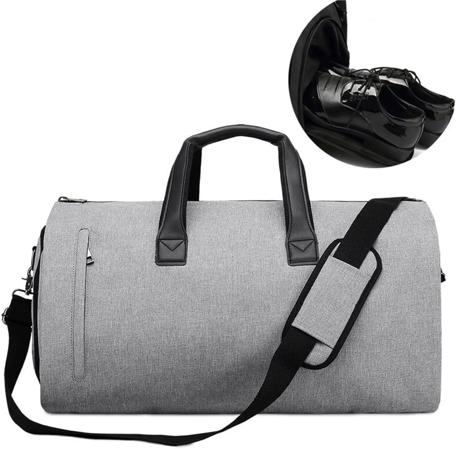 Travel Duffel Bag 2 In 1 Garment Travel Bag With Shoes Compartment Convertible Suit Travel Duffel Bag Carry On Bag(Gray)