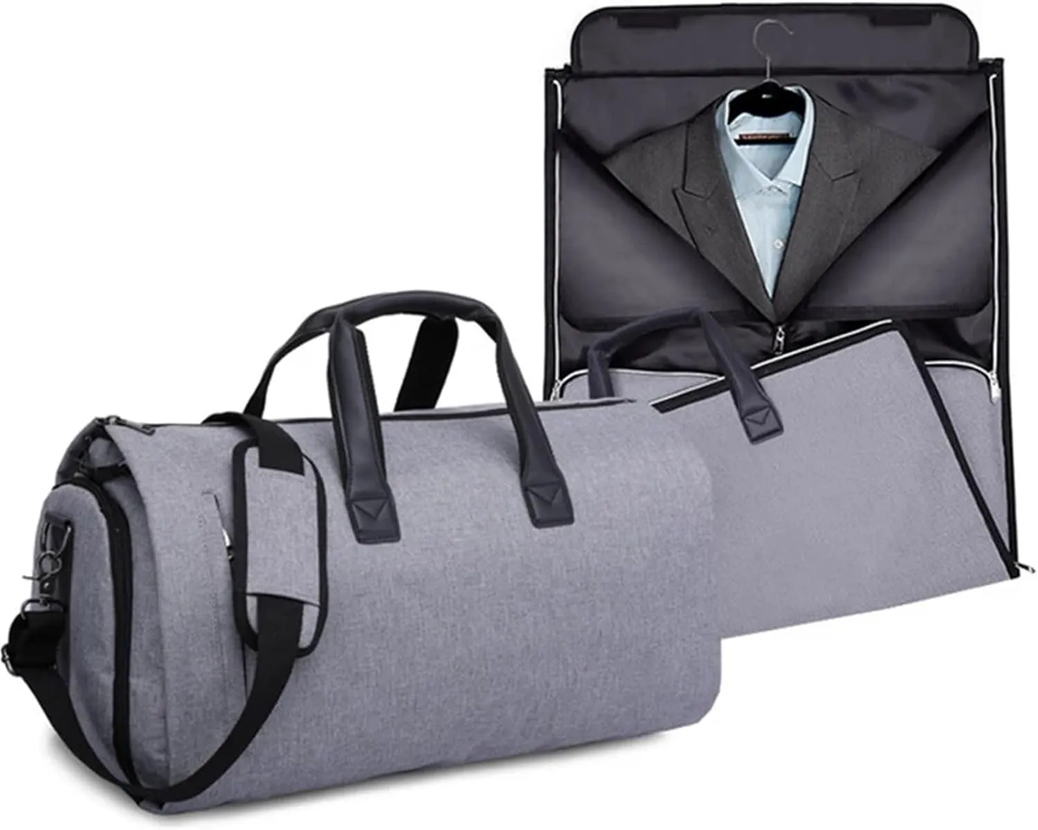 Travel Duffel Bag 2 In 1 Garment Travel Bag With Shoes Compartment Convertible Suit Travel Duffel Bag Carry On Bag(Gray)