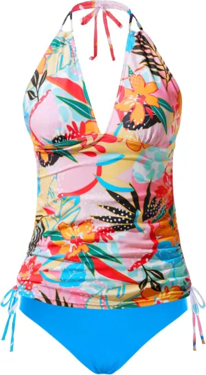 Two Piece Halter Tankini Swimsuits for Women Tummy Control Bathing Suits V Neck Swimwear
