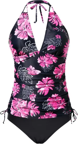 Two Piece Halter Tankini Swimsuits for Women Tummy Control Bathing Suits V Neck Swimwear