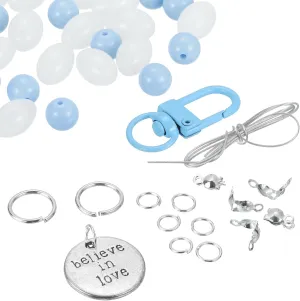uxcell Wristlet Keychain, Acrylic Beaded Key Ring Car Keychain Cute Bangle Chains Accessories for Women