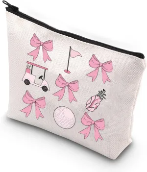 VAMSII Golf Gifts Golf Makeup Bag Ladies Golf Cosmetic Bag Golf Lover Gifts For Women Golfers Travel Bag (Bowknot Golf)