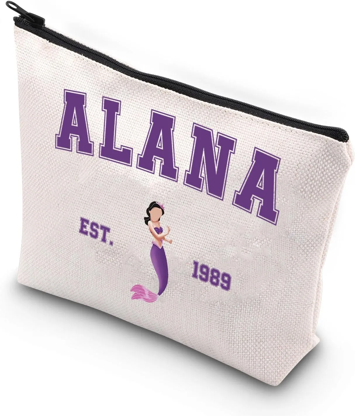 VAMSII Princess Mermaid Makeup Bag Daughters of King Triton Cosmetic Bag Fairy Tales Movie Gifts for Fans (ALANA 1989)