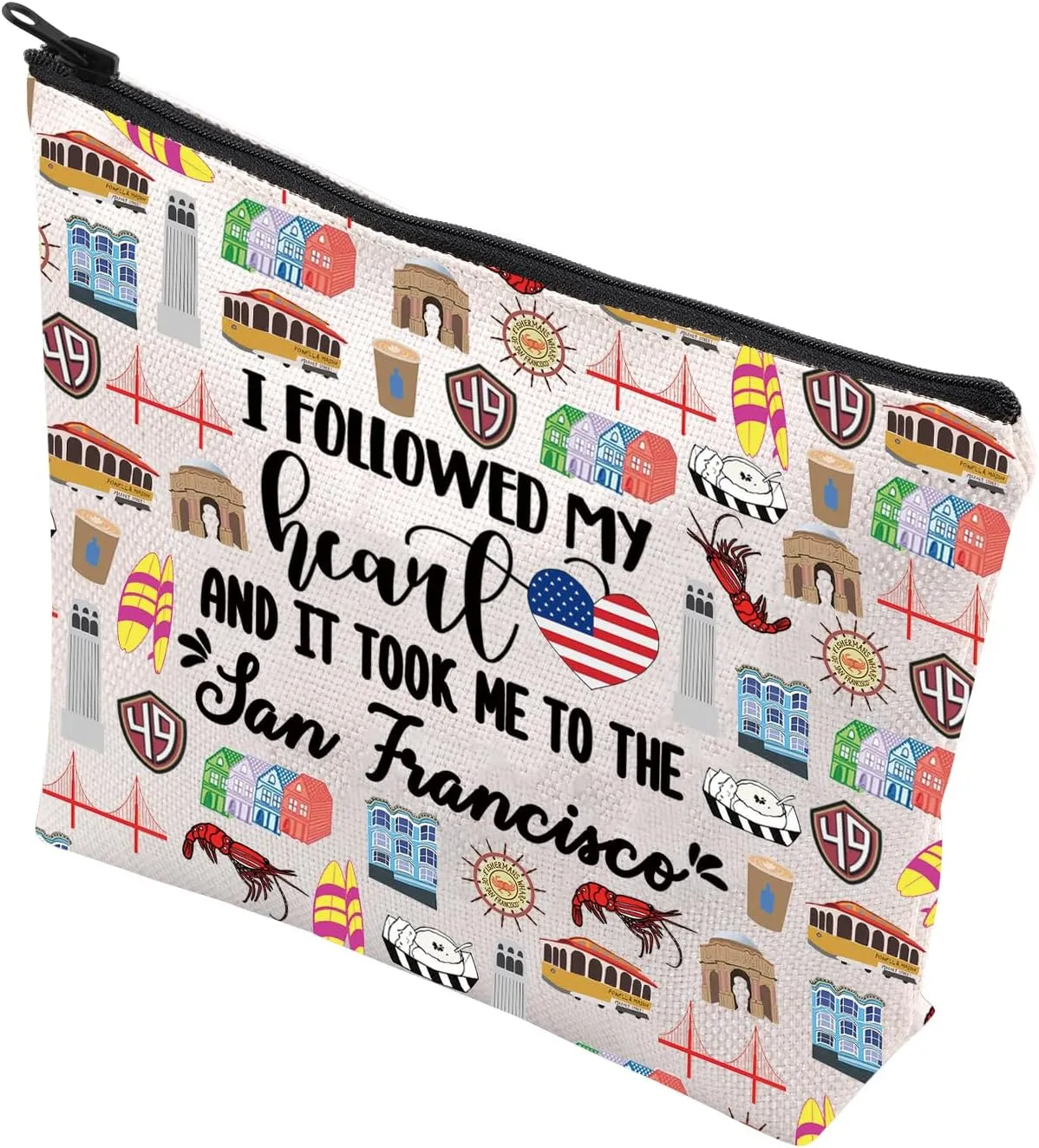 VAMSII San Francisco Travel Cosmetic Bag Gift San Francisco Souvenir Merchandise Zipper Bag (San Francisco)
