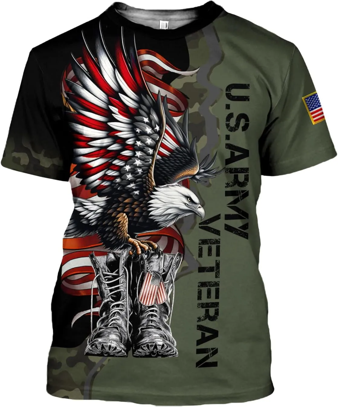 Veteran Army T-Shirt US Military Pride American Flag Vintage Jersey, Army Shirts for Men Memorial Day Idea