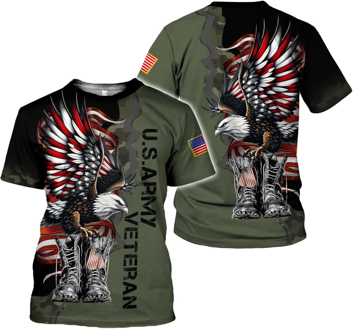 Veteran Army T-Shirt US Military Pride American Flag Vintage Jersey, Army Shirts for Men Memorial Day Idea