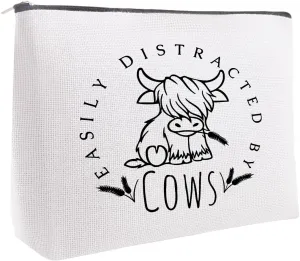 Western Makeup Bag, Highland Cow Gifts for Women,Cow Print Cosmetic Bag,Western Gifts Accessories