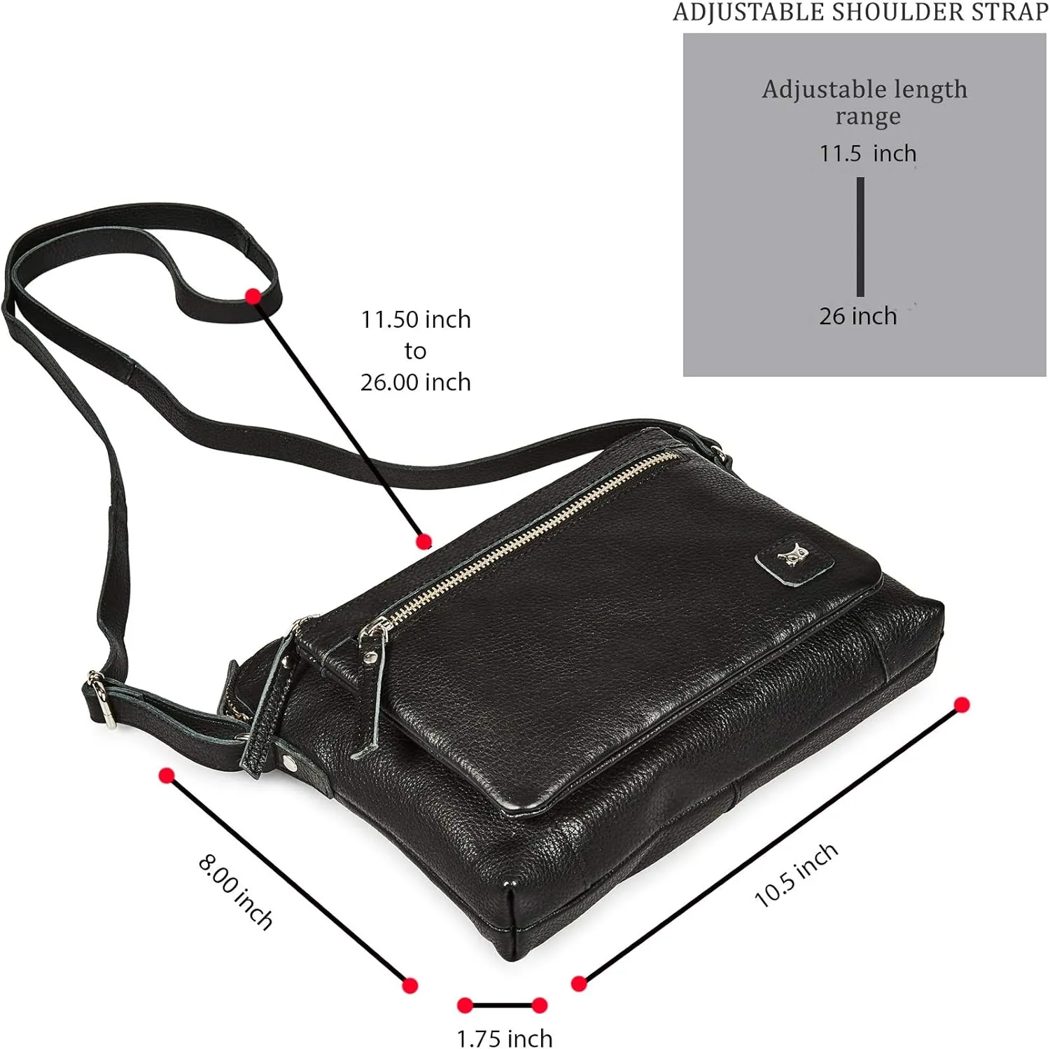 Wise Owl Accessories Small Soft Pebbled Real Leather Crossbody Handbags Purses Sling Crossover Shoulder Bag
