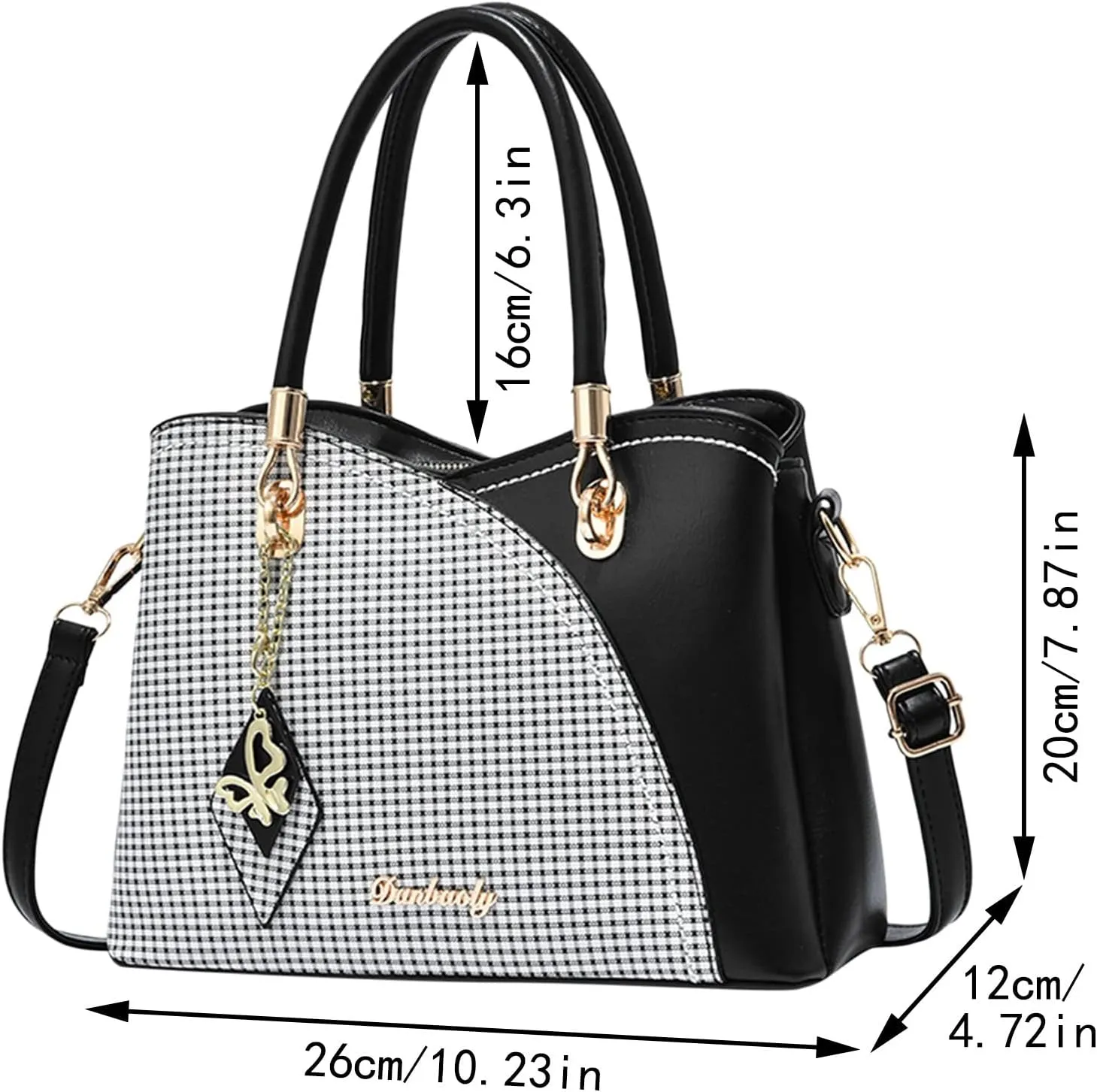 Women Handbag Large Capacity Plaid Contrast Color Middle One Shoulder Messenger Bags Handbag Hook for Car