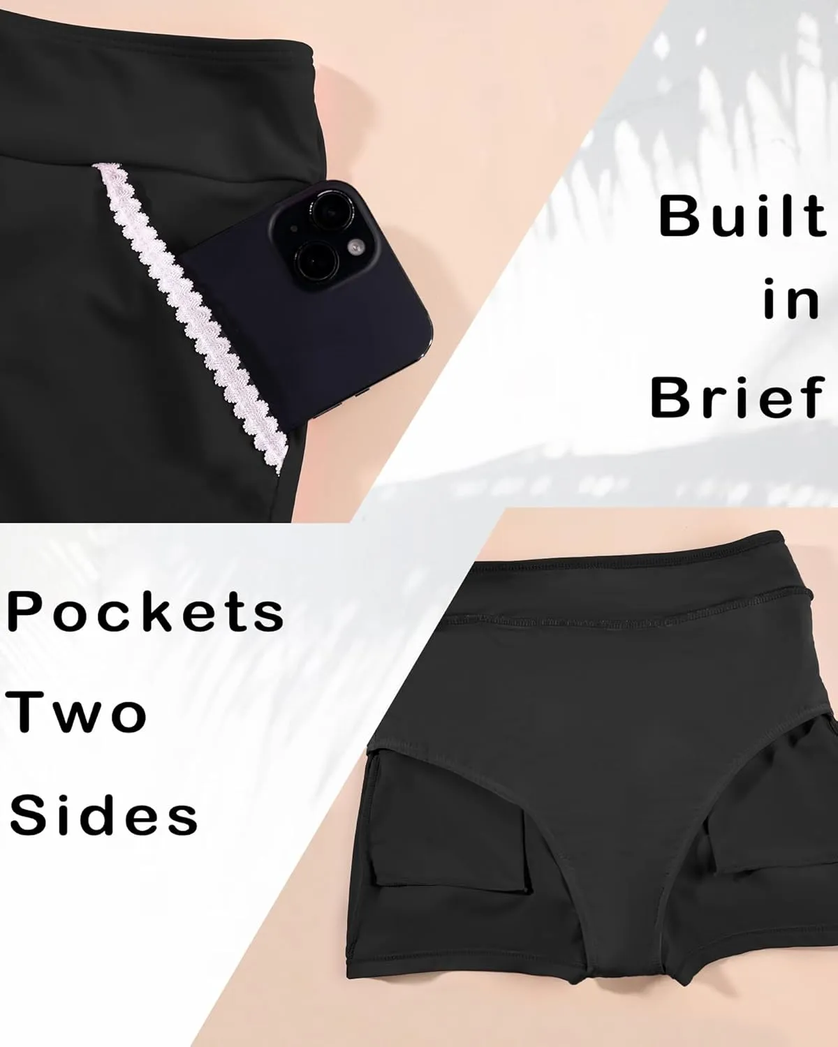 Women Tankini Swimsuit with Shorts - Two Piece High Waisted Tummy Control Bathing Suits 2025 Bikini Pockets Bottom